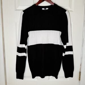 Topman Men's XS made in Romania Knit Crew Pullover Sweater Color Block Black